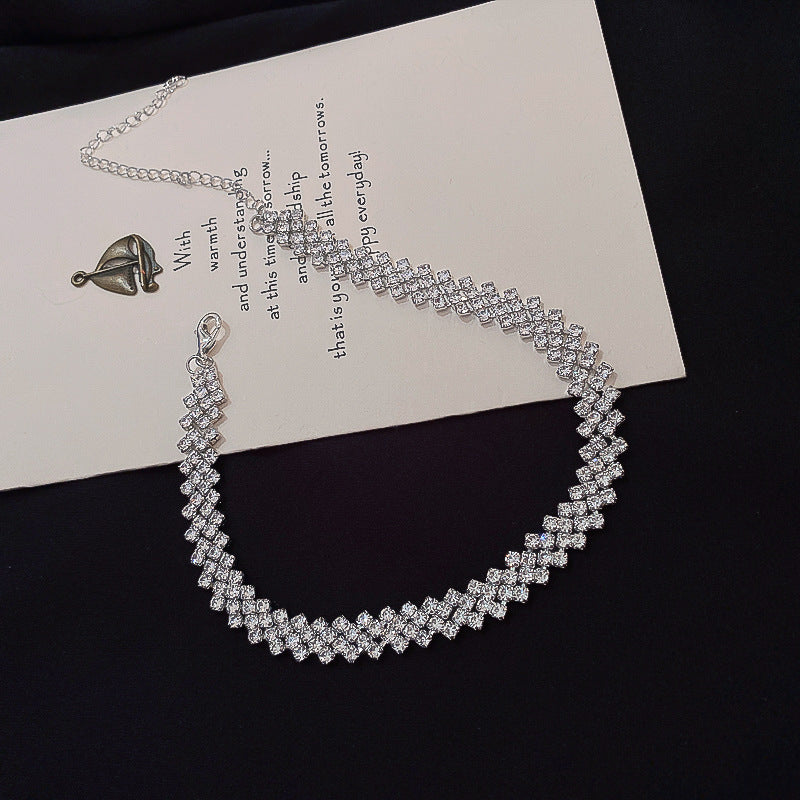 Full Rhinestone Clavicle Chain Necklace