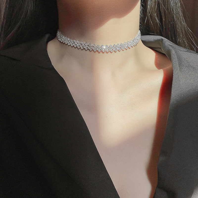 Full Rhinestone Clavicle Chain Necklace