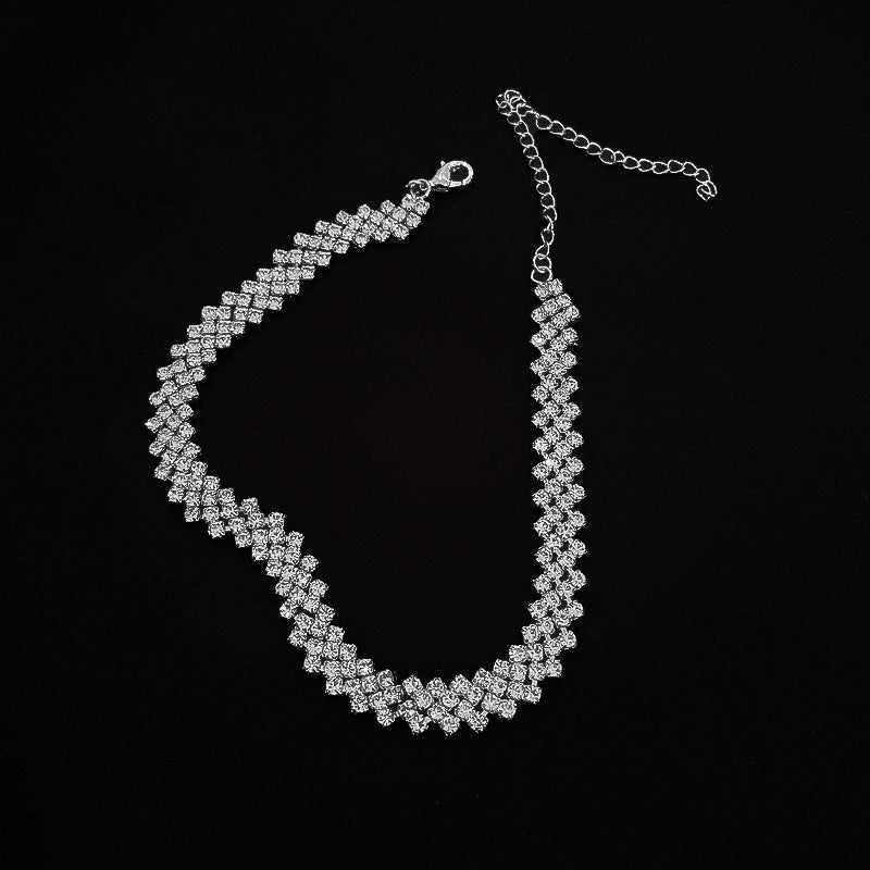 Full Rhinestone Clavicle Chain Necklace