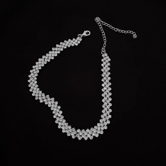 Full Rhinestone Clavicle Chain Necklace