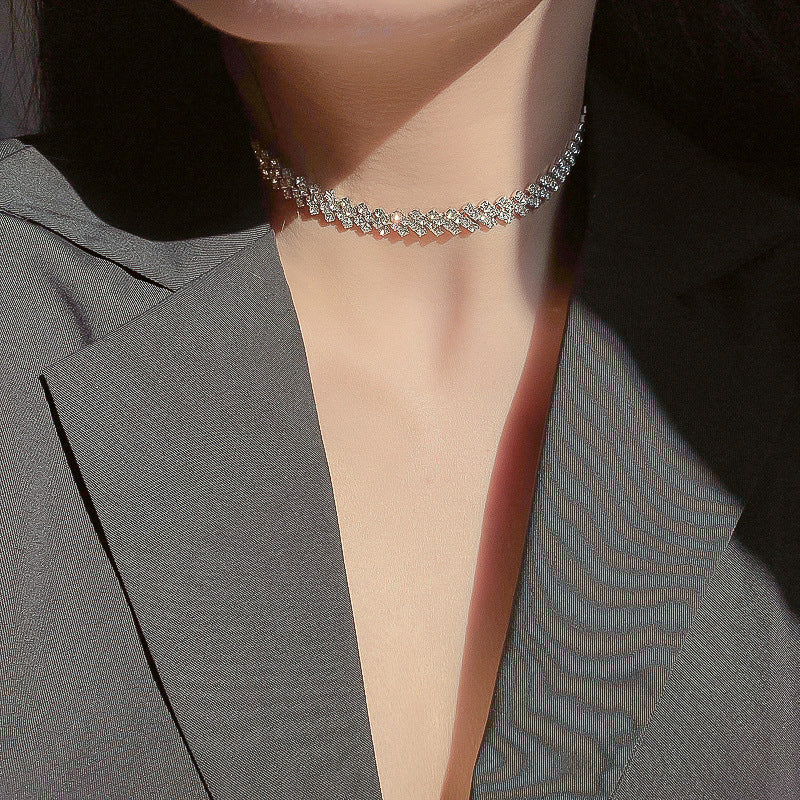 Full Rhinestone Clavicle Chain Necklace